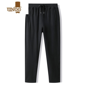 YANXU运动裤男冬季加绒灰色裤子男针织卫裤宽松直筒休闲长裤