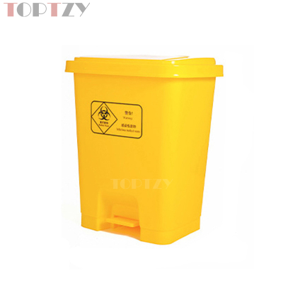 toptzy TZ4060414 医疗垃圾桶脚踏式垃圾箱黄色带盖废物回收箱 60升
