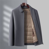 男士外套秋冬羽绒服夹克中年商务休闲男士夹克衫爸爸翻领上衣