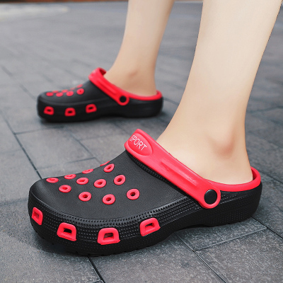 凌梦萱品牌洞洞鞋男潮流软底韩版沙滩鞋厚底透气包头凉拖鞋防滑夏季男士凉拖