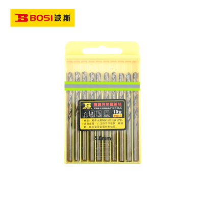 波斯(BOSI) 荧光系列直柄含钴麻花钻 5.0mm/10支 盒