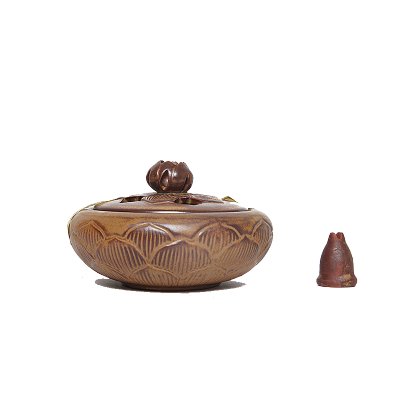 家柏饰(CORATED)紫砂陶荷花盘香线香香炉檀香沉香室内熏香香炉香具复古荷花香炉