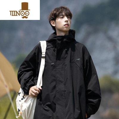 YANXU日系连帽冲锋衣外套男秋季加厚潮牌户外机能风款男生工装夹克