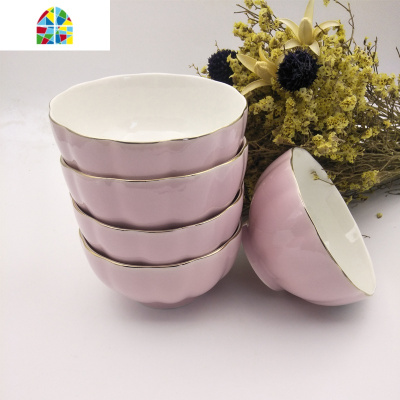 封后景德镇家用碗盘套装简约南瓜镶金边陶瓷餐具套装加厚防烫防滑微波 FENGHO 混搭色4.5英寸10个10小勺10筷子图