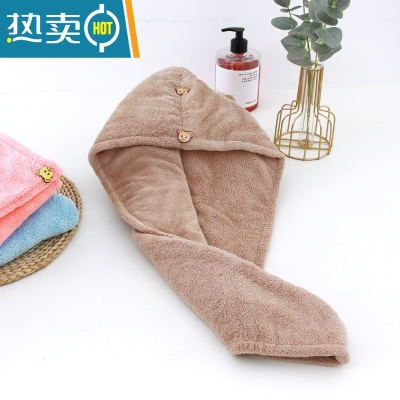 敬平干发帽女吸水速干网红同款加厚干发器韩国擦头发包头巾浴帽 双层加厚[咖色]