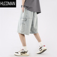 HLCOMAN牛仔短裤男夏季高街潮牌2025新款休闲潮流五分裤宽松大码阔腿裤子