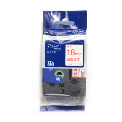 兄弟(brother)TZE-242标签色带白底/红字18mm原装正品黑色