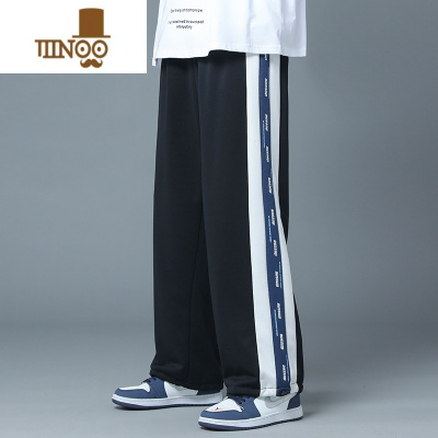 YANXU美式潮牌高街宽松阔腿裤男款秋季潮流休闲直筒长裤百搭束脚裤子男