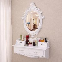 田园壁挂妆台迷你卧室韩欧式小户型现代简约化妆台梳妆台镜梳妆桌