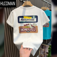 HLCOMAN2025夏季新款印花短袖T恤男刺绣休闲上衣百搭潮牌圆领半袖打底衫