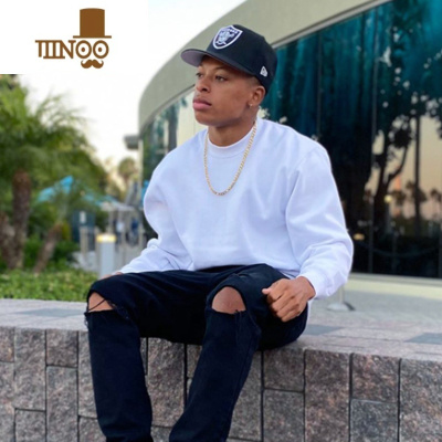 YANXUPRO CB美式款oversize大码套头无帽打底加绒圆领卫衣男