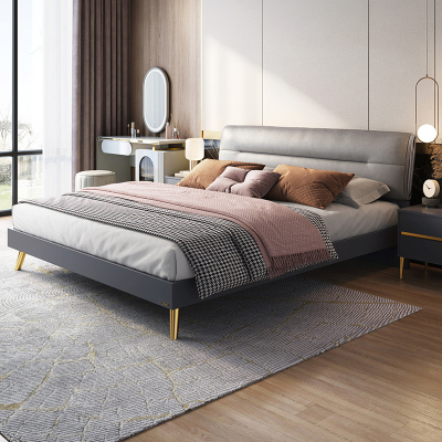 全友家居 意式轻奢软床双人床 卧室大床 加厚饱满软靠 科技布布艺床 金属排骨架 金属脚