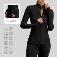 欧美风拼接健身外套透气弹力口袋跑步骑行运动瑜伽服外套