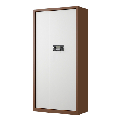 正斌指纹电子保密柜钢制密码文件柜档案柜矮柜保密资料柜办公柜通门咖白色:电子密码锁