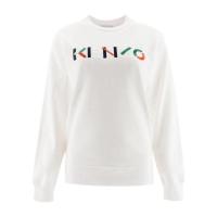 高田贤三(Kenzo)白色圆领纯棉卫衣女款长袖多色徽标印花休闲运动