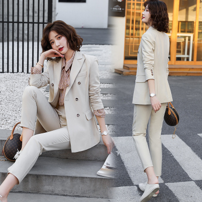 语娄小西装套装女洋气早春职业套装英伦风时尚网红气质修身西服两件套2021西装