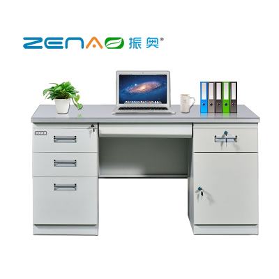 振奥 钢制电脑桌职员办公课桌皮办公桌带锁抽屉单人员工桌 1.2米四抽