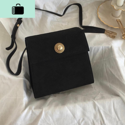 小包包女2020新款潮韩版ins超火复古小方包简约单肩包百搭斜跨包NEW LAKE 黑色女斜挎包