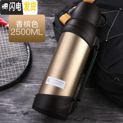三维工匠车用大容量家用外出保温壶热水瓶便携式大号杯户外旅行2500水壶 金色金色/2500
