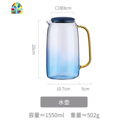 创意冷水壶套装玻璃北欧可高温大容量凉水壶家用云石壶加厚防爆 FENGHOU 竹盘(33*22)大号