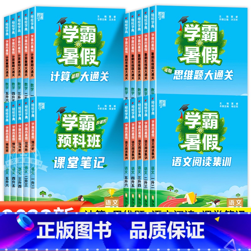 [2本]课堂笔记+阅读集训 小学四年级 [正版]2023学霸的暑假衔接作业小学一升二升三升四升五升六年级上下册语文课堂笔
