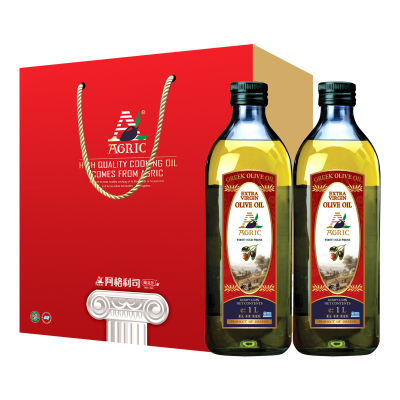 阿格利司（AGRIC）希腊原装进口特级初榨橄榄油1L*2礼盒装