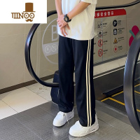 YANXUUNCLEBE 新氧棉运动织带直筒裤23新品潮牌宽松休闲男式长裤