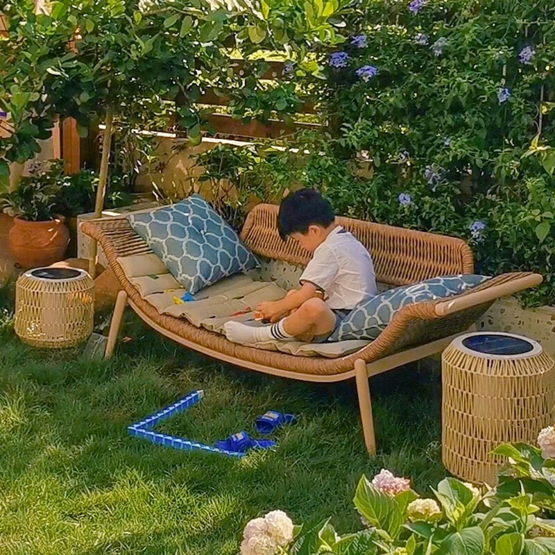 紫叶檀花贵妃椅阳台躺椅藤沙发单人小户型卧室家用简约民宿贵妃榻