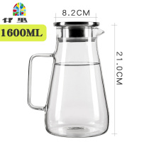 耐热玻璃冷水壶 家用大容量凉水壶可高温防爆茶壶套装扎壶果汁壶 FENGHOU 防爆防烫可放冰箱侧门1100ML