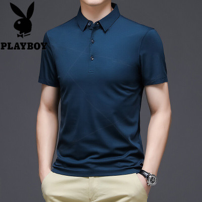 花花公子品牌男装免烫中年男士短袖T恤商务休闲大码半袖体恤衣服男薄2021夏季新款