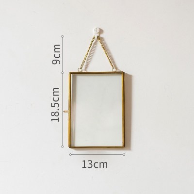 印度铜装饰画框相框 双面玻璃创意diy植物裱标本夹 黄铜挂框13*18.5cm