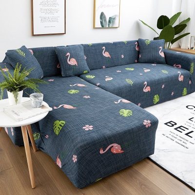 弹力懒人沙发套罩通用型全包萬能套北欧简约布艺沙发垫全盖 火烈鸟 XL码(沙发长度230-300cm适用)一般适合四人沙发
