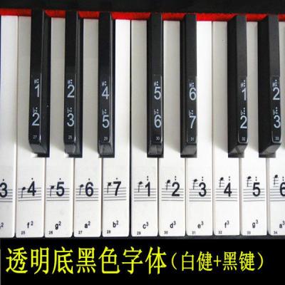 2019秋夏炎季便宜的电子琴键盘彩色贴纸54键61键彩色贴纸五线谱简54.61键透明黑字+擦布+初级教材
