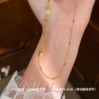 925纯银1.2mm双翠珠闪光链项链女锁骨链气质小众简约礼物 BCX5766送女朋友老婆情人节七夕生日礼物