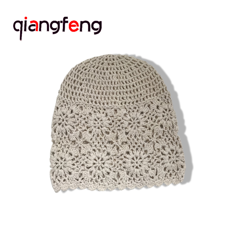 盛世尼曼手勾镂空帽子女春秋季针织可爱百搭洋气贝雷帽网红装饰薄款
