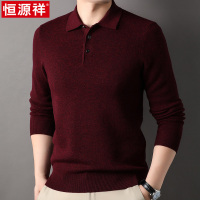 恒源祥翻领纯羊毛衫男款秋冬季加厚针织衫时尚男士打底衫毛衣