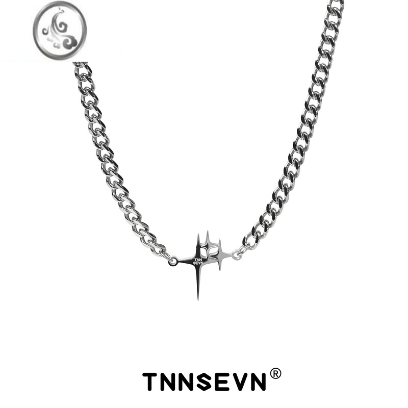 JiMi原创潮牌星星粗古巴项链锁骨链钛钢男女情侣嘻哈小众设计