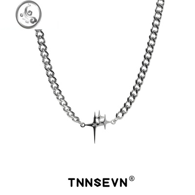 JiMi原创潮牌星星粗古巴项链锁骨链钛钢男女情侣嘻哈小众设计
