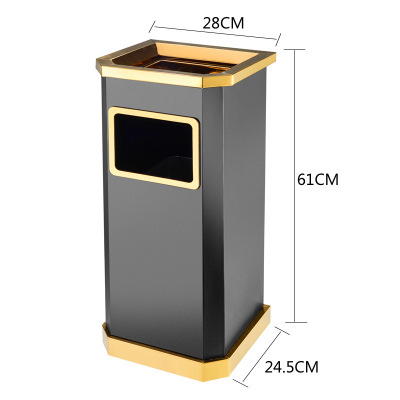 商用大号不锈钢分类垃圾桶带烟灰缸 钛金靠墙式侧开口