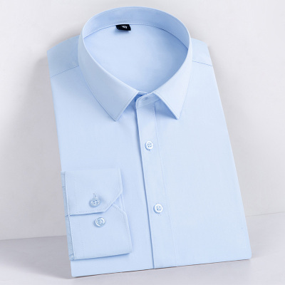 秋季新款弹力男士衬衫长袖商务休闲百搭上衣潮流修身帅气大码黑色衬衣