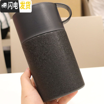 三维工匠大气不锈钢手提便携随手闷烧壶焖粥灌汤保温饭盒学生办公早餐 年夜黑600/冰纹焖烧杯