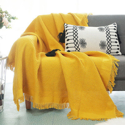 简约现代沙发套线毯子纯色沙发垫全盖巾网红insCIAA防尘罩布艺民宿黄华夫格180*300cm