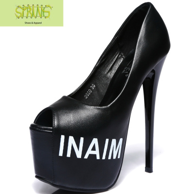 2020春季新款白色超高跟鞋恨天高16CM17公分时尚大气鱼嘴单鞋婚鞋语娄