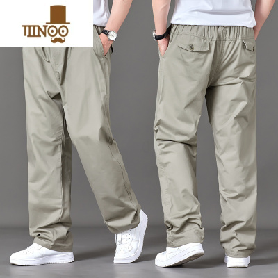 YANXU夏季薄款直筒裤休闲裤男士宽松中年加大码运动裤长裤子胖