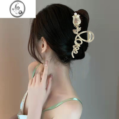 JiMi韩版金属郁金香抓夹发夹气质网红ins风后脑勺大号盘发鲨鱼夹头饰