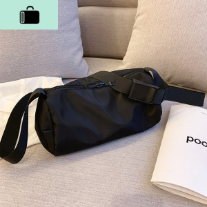 女单肩斜挎包男学生圆筒大容量嘻哈时尚百搭简约防水小背包新款潮NEW LAKE女斜挎包