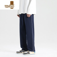 YANXU校服裤子男藏青色小学生初中高中生深蓝色直筒校裤一二条杠运动裤