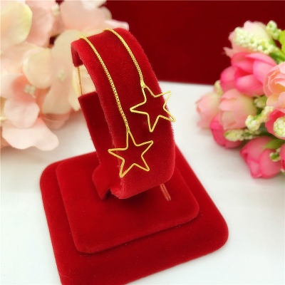 新款时尚五角星耳线 沙金女士防过敏镀金色百搭豆豆耳线 久不褪色送女朋友老婆情人节七夕生日礼物