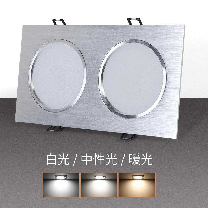 方形筒灯led天花灯嵌入式ciaa吊顶方格黑色方孔15x15格栅射灯双头