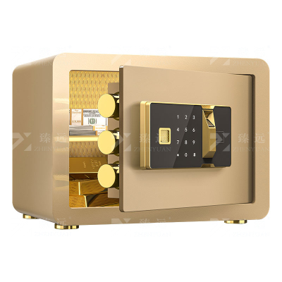 臻远ZY-NW-BXGS-06 全钢实心保险柜办公防盗保险箱 高25cm金色指纹款